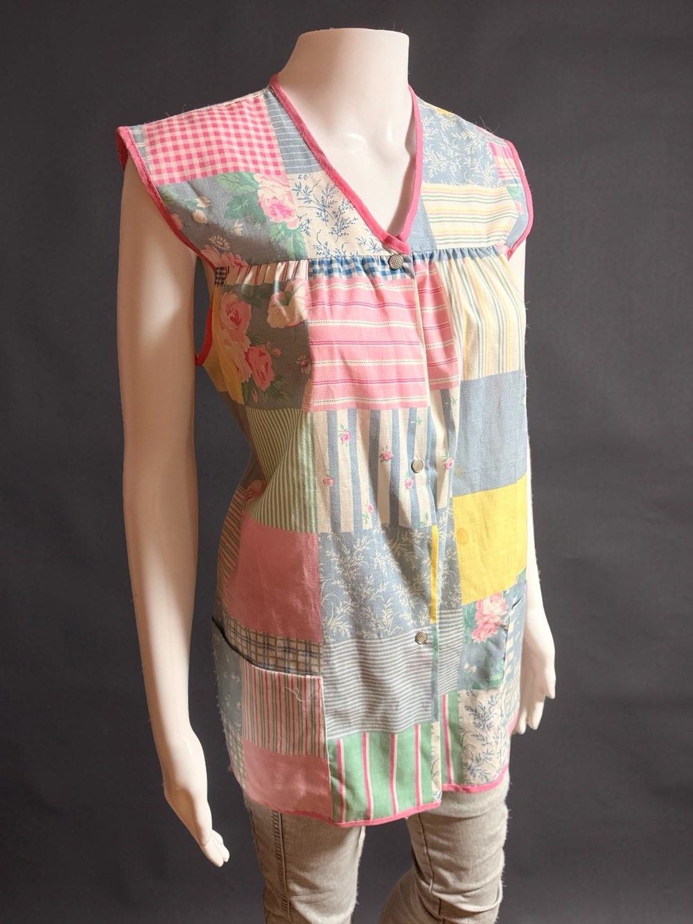Vintage Artistic Creation Patchwork Cobbler Apron Smock Vest Top Medium USA